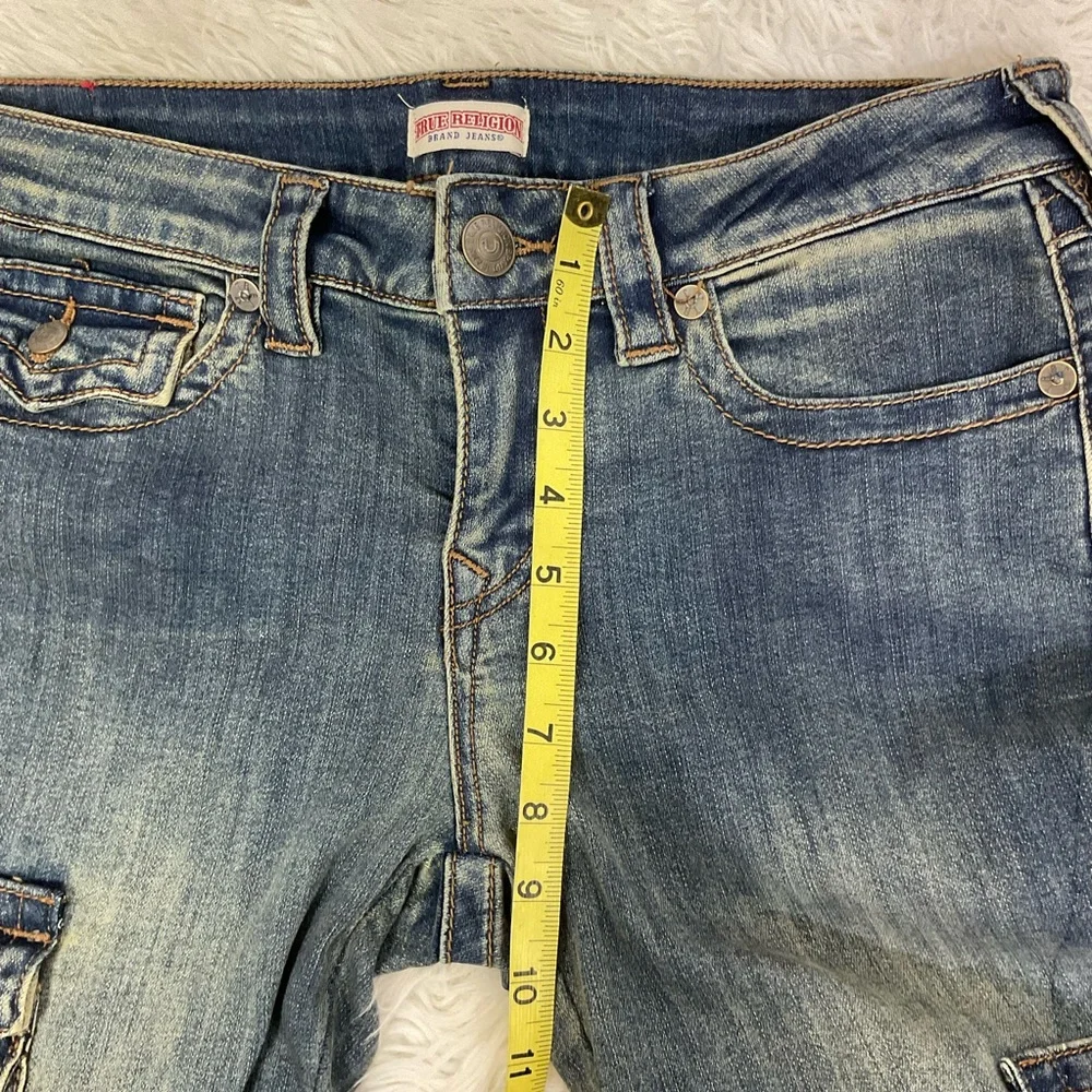 True Religion Medium Vintage Becca Low Rise Cargo Bootcut Denim Jeans Size 29 - Picture 11 of 13
